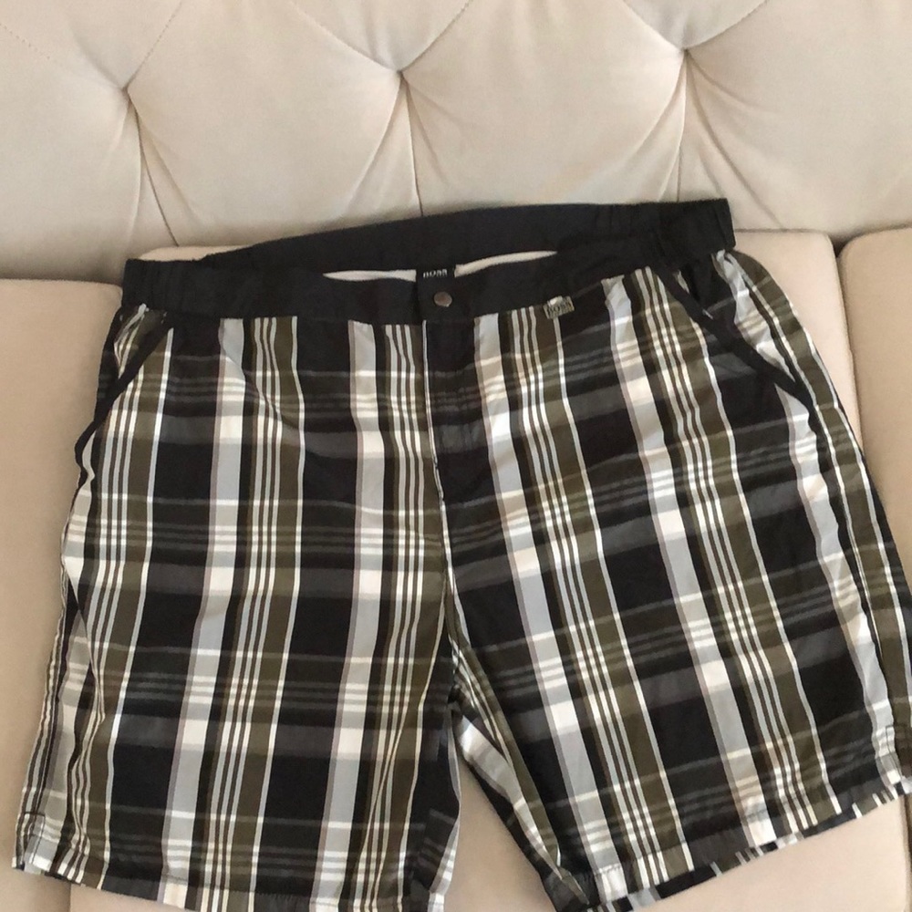 Hugo Boss plaid swimming shorts